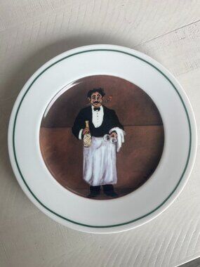 WILLIAMS SONOMA GUY BUFFET SALAD PLATE "SOMMELIER AND PERRIER JOUET BRUT" PREOWN